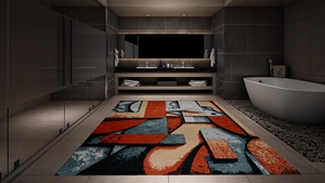 Alfombra antideslizante ecológica de lana anudada a mano con patrón abstracto de estilo persa acento/juegos de alfombras para el hogar y la sala de estar - Product Image 2