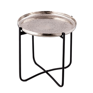 Table basse en fer forgé de style antique nordique avec dessus coloré rond Table à thé simple pour la maison - Product Image 1