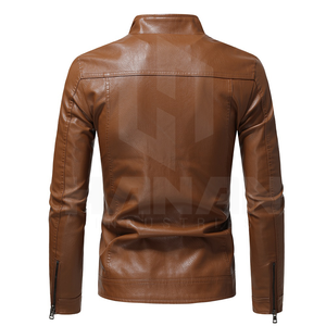 Chaquetas de cuero auténtico para hombre de alta calidad con interior cálido, ajuste clásico y diseño de bolsillo funcional, precio al por mayor - Product Image 3