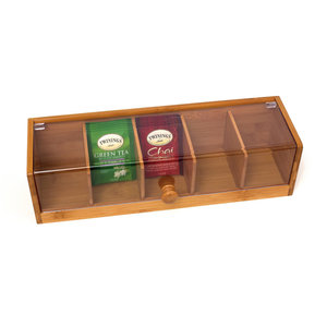 Récipient de stockage de nourriture en bambou à 5 sections avec couvercle en acrylique pour l'organisation de la boîte à thé - Product Image 3