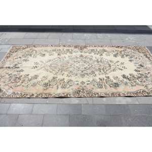 Alfombra de lana clásica Beige marrón de 4,5x9,5 pies, diseño de retazos turco, pila mediana ecológica para comedor, respaldo de látex - Product Image 3