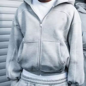 ชุดวอร์มเฮฟวี่เวทของผู้ชายเสื้อมีฮู้ดและกางเกงวอร์มผ้าเฟรนช์เทอร์รี่มีซิปสองชั้นระบบ GSM 500ชุด - Product Image 5