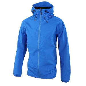Veste bleue légère et imperméable toutes saisons pour hommes, col montant, capuche coupe-vent, fermeture à glissière tissée enduite-Équipement d'extérieur Direct - Product Image 1