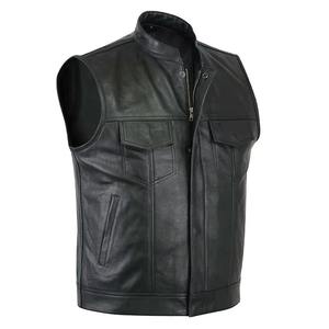 Best Quality <b>Black</b> Leather Racing <b>Vest</b> for <b>Men</b> Plus Size - Product Image 4