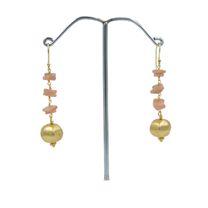 Women's Boho Style Sunstone Gemstone Earrings Gold Plated Hook and Stone Drop Direct Shipping by Indian Supplier - Product Image 1
