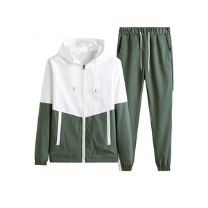 Vente en gros survêtements personnalisés pour hommes couleur contrastée sweats à capuche + pantalons de survêtement pour hommes costume deux pièces à capuche ensembles décontractés - Product Image 2