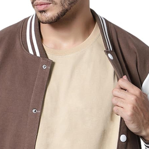 Meilleure vente hommes 100% laine hiver polaire veste haute qualité Varsity Style col montant avant décoration Letterman tissu - Product Image 5
