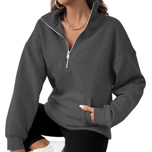 Suéter Holgado de Manga Larga con Cierre de Cremallera y Logotipo Frontal en Tela de Rizo para Mujer - Product Image 1