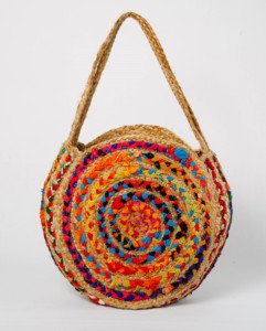 Sac à bandoulière bohème en jute et coton tissé avec appliques, sac fourre-tout écologique fait main pour femme, fermeture ouverte, idéal pour la plage et l'usage quotidien - Product Image 1