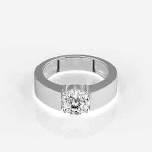 Men's 14K Yellow Gold <b>Ring</b> with Portuguese Cut Lab Grown Diamond Premium Diamond <b>Rings</b> - Product Image 5