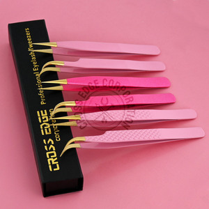 Pince à épiler d'extension de cils de haute qualité avec logo pointe droite lune pince à épiler incurvée Volume pince à épiler ensemble antidérapant - Product Image 1