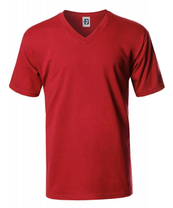 T-shirt pour homme en jersey de coton tricoté, vert olive, col en V, manches courtes, coupe classique, couleur unie, décontracté - Product Image 5