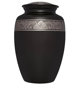 Urnes de crémation en aluminium avec motif de lever du soleil et belle couleur noire autocollant pour les cendres humaines fabriqué en Inde - Product Image 3