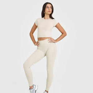 Meilleure vente sable 100% coton femmes t-shirt décontracté léger doux respirant et élégant concepteur décontracté coupe Gym entraînement t-shirt - Product Image 6