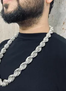 17mm Rope Chain in 925 Silver Handmade Rope Chain on <b>Birthday</b> Gift Anniversary for Men's Fashion <b>Accessories</b> - Product Image 2