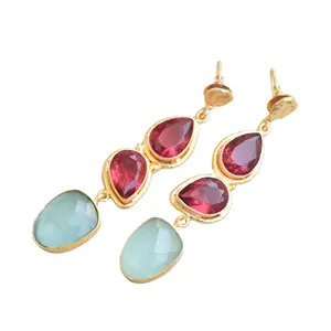 Fine fashion jewelry Long earrings Fashionable Gold plated handmade designer earring Unique statement jewellery wholesalers