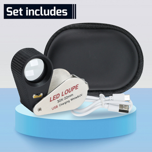 30x Jewelry Tool Optic Lens with 6 <b>LED</b> and <b>UV</b> Light 22mm Diameter Mini Gem Loupe Rechargeable for Relic Enthusiasts - Product Image 3