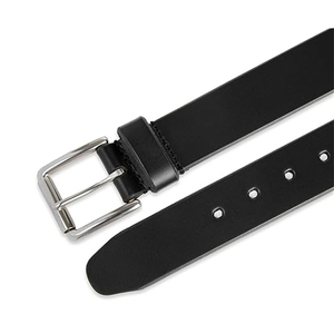 Ceinture carrée en cuir de vachette pour homme, tendance vintage, effet embossé et délavé, motif uni, avec boucle ardillon en cuivre, design en cuir pleine fleur - Product Image 5