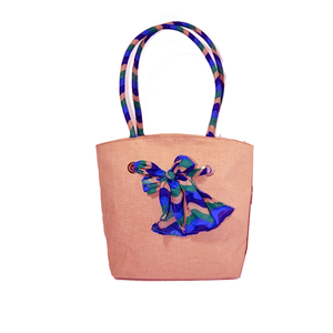 Bolsa de compras de arpillera de yute teñida con estampado ecológico y personalizada con asa de cordón a precio asequible - Product Image 3