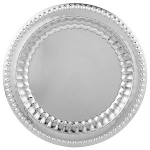 Assiettes rondes en argent fantaisie avec bordure décorative en relief de style antique, assiette à dîner pour les décorations de table de mariage et d'événements - Product Image 2