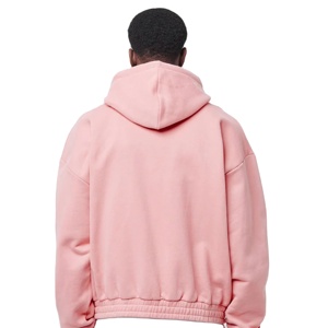 Personnalisable Hommes Full Zip Up Hoodie 500Gsm Coton Double Couche Poids Lourd Full Face Zipper Hoodies pour Hommes - Product Image 2