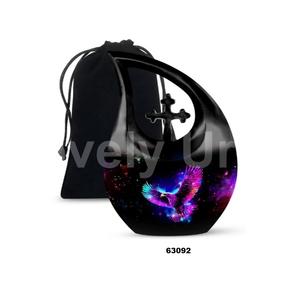 Hermosa urna negra de cremación de águila de lágrima para adultos para cenizas humanas, urna cruzada de recuerdo decorativa con bolsa de terciopelo gratis - Product Image 1