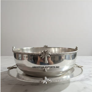 Último nuevo diseño de borde Cuenco de chocolate de metal Plateado Cuenco dulce de mesa recién llegado Cuenco de chocolate de lujo con plato - Product Image 4