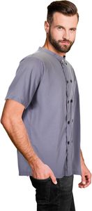 เสื้อเชฟแขนสั้นสีเทายูนิเซ็กซ์ผ้าฝ้ายระบายอากาศได้ชุดทำงานแฟชั่น - Product Image 5