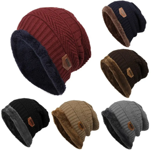 Bonnet tricoté chaud d'hiver en laine acrylique 100% pour hommes Style de caractère Protection des oreilles de ski en plein air pour adultes Bonnets en peluche en gros - Product Image 2