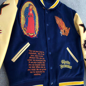 Parches bordados de chenilla personalizados Chaqueta bomber de lana con letras de béisbol Varsity de invierno para hombres Variedad de hip hop - Product Image 2