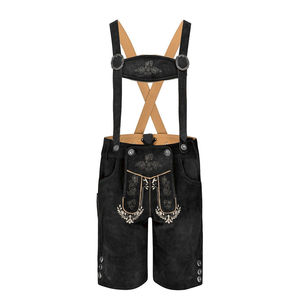 High Quality Custom Embroidered <b>Men's</b> Bavarian <b>Leather</b> Knee Length <b>Shorts</b> Lederhosen Breathable OEM Service for Adults - Product Image 1