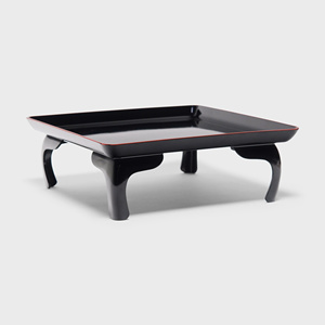 ถาดชาเคลือบสีดำโบราณพร้อมขาโค้งและเน้นสีแดงสำหรับใช้ในบ้านและร้านอาหาร - Product Image 6