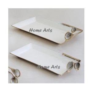 Bandeja de servicio de tamaño personalizado de calidad Superior último diseño bandeja de servicio de postre de Color blanco y dorado a la venta - Product Image 4