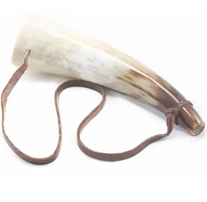 Cuerno Vikingo de Cuerno de Buey con Símbolo de la Mitología Nórdica Tallado, Acabado Natural, Cuerno Vikingo de Buey - Product Image 5