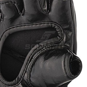 SONISPO MMA Gloves Leather <b>Half</b> Finger Moisture Wicking <b>Slip</b>-On Wrist Lace-Up Closure for Martial Arts Training Males - Product Image 6