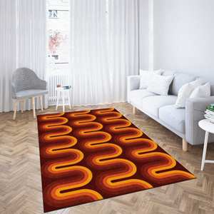 Tapis Marron Groovy Rétro Années 70, Tapis Moderne Imprimé en 3D pour la Décoration Intérieure, Tapis Doux à Poils Longs - Product Image 3