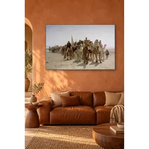 Impression sur toile : Caravane de pèlerins de la ville de la Lune sur la route de la Mecque dans le désert - Product Image 3