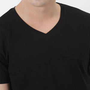 2023 été col en V 100% coton t-shirt 180Gsm conception Logo à manches courtes t-shirt pour hommes vrai classique col en V hommes t-shirt - Product Image 6