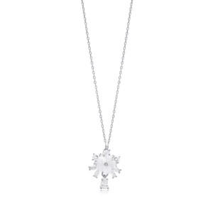 Pendentif Fleur en Pierre CZ Transparente, Bijoux en Argent Sterling 925 Faits à la Main, Collier Turc en Gros - Product Image 5