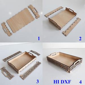 Plateau en MDF noir artisanal, style nouveau, découpe au laser, aspect vieilli, avec poignée, pour la décoration de la maison - Product Image 2