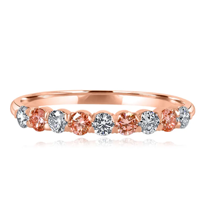 10K sólido Real amarillo oro laboratorio crecido redondo corte brillante blanco y rosa diamante boda banda para mujer joyería de moda - Product Image 2