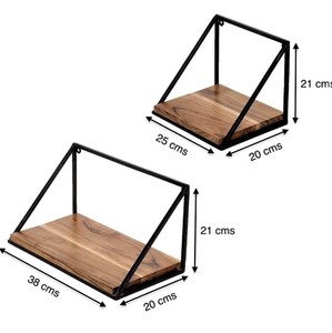 Estantes Flotantes de Pared VISHAL HANDICRAFT, de Madera Maciza y Hierro, Diseño Multifuncional Negro para Sala de Estar, Personalizable - Product Image 2