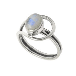 Dainty Birthday Gift for Her 925 Sterling <b>Silver</b> Natural Rainbow Moonstone <b>Chunky</b> <b>Ring</b> Custom Design Jewelry Manufacturer India - Product Image 1