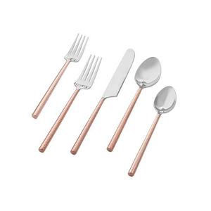 Juego de cubiertos de plata con mango pulido de oro rosa largo, juego de cubiertos de boda, tenedor de acero inoxidable, cuchara, juego de cubiertos - Product Image 1