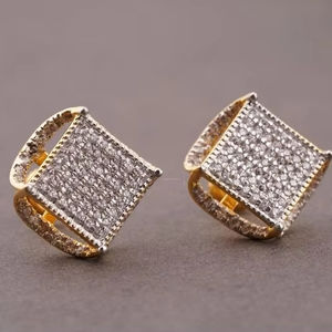 Moissanite White Round Shape <b>Earring</b> Beautiful Customized Sterling Silver <b>Screw</b> Back Stud <b>Earring</b> & Other Diamond Jewellery - Product Image 1