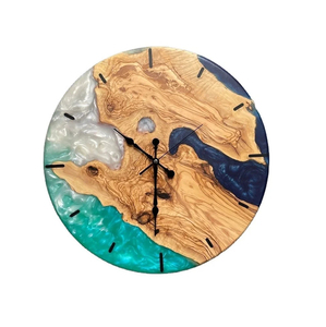 Reloj de pared de madera y resina hecho a mano, diseño único de arte indio con características personalizables de bricolaje, tipo de aguja de visualización de cuarzo de una sola cara - Product Image 3