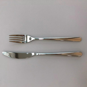 Ensemble de couverts en acier inoxydable avec manche martelé unique, cuillère et fourchette argentées, pour les fêtes - Product Image 1