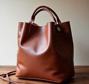 Bolso de mano de cuero genuino marrón de gran capacidad para mujer, bolso de hombro tipo cubo de cuero genuino, bolsos de mensajero para mujer - Product Image 2