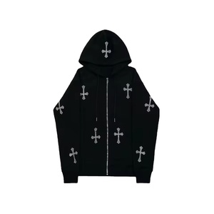 Sweat à capuche unisexe en polaire streetwear d'hiver imprimé sur mesure avec strass et design délavé au soleil - Product Image 1
