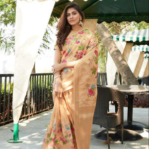 Soie douce sur tout le corps Impression numérique & Heavy Jacquard Pallu Fancy Blouse Saree Heavy Jacquard Pallu Ladies Parties Casual Wear - Product Image 2